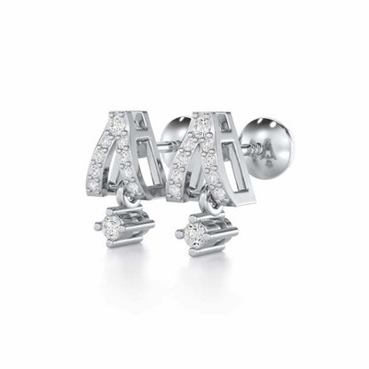 Refined Row Silver Earrings - White Gold - Image 3