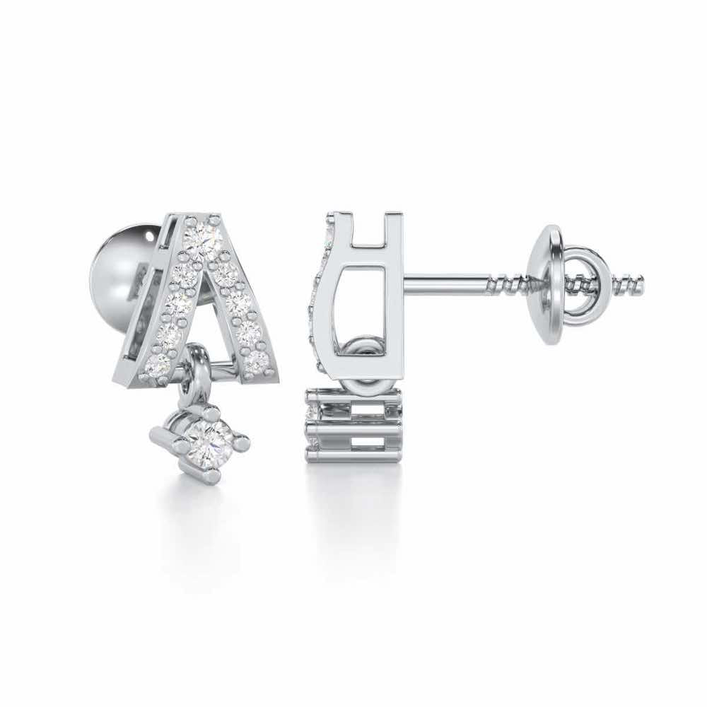 Refined Row Silver Earrings - White Gold - Image 4