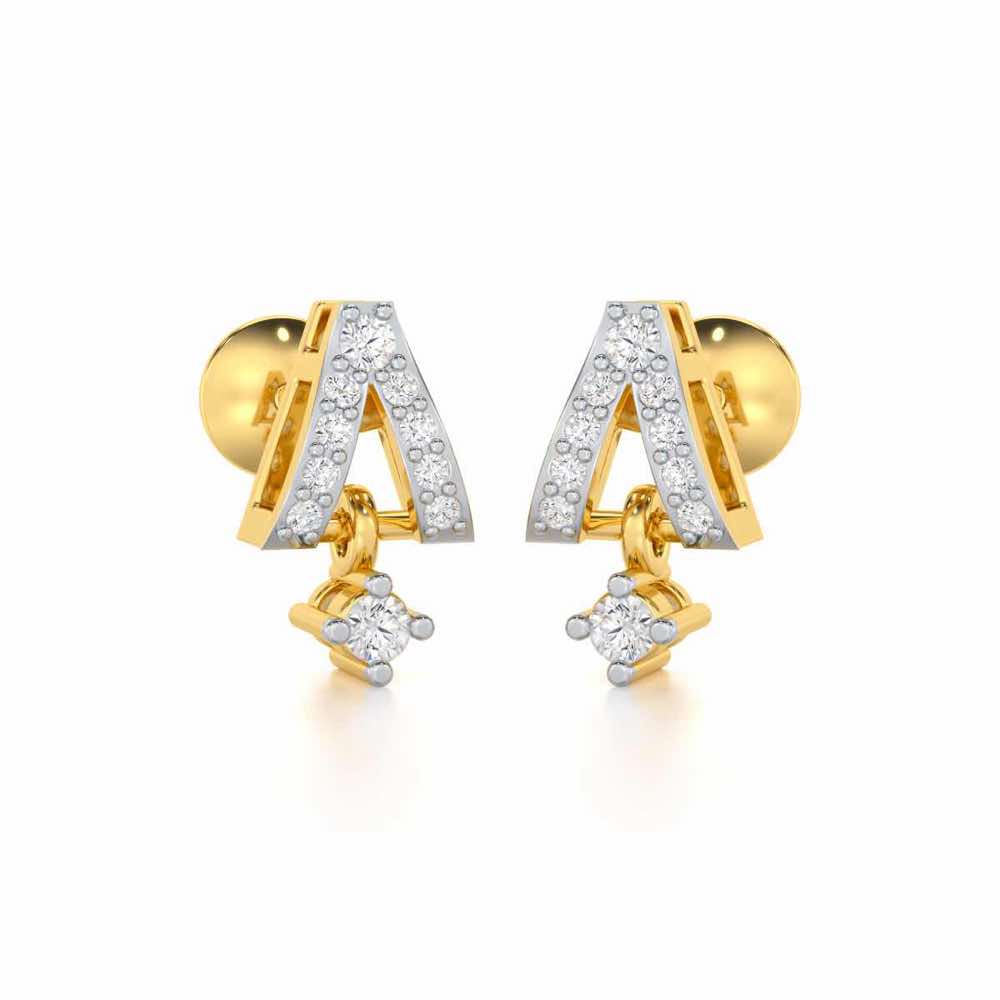 Refined Row Silver Earrings - Yellow Gold - Image 2