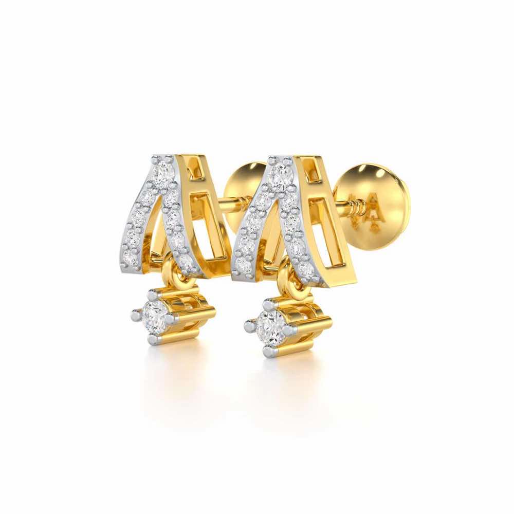 Refined Row Silver Earrings - Yellow Gold - Image 3