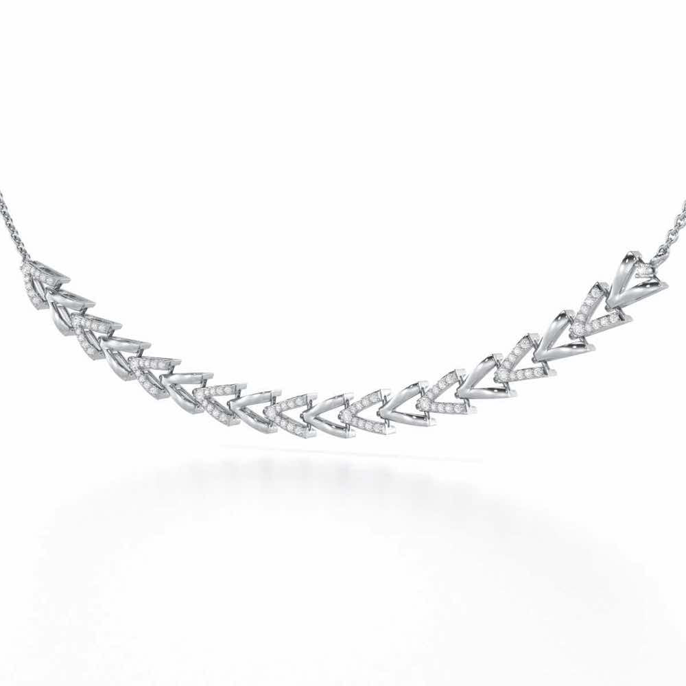 Refined Row Silver Necklace - White Gold - Image 3