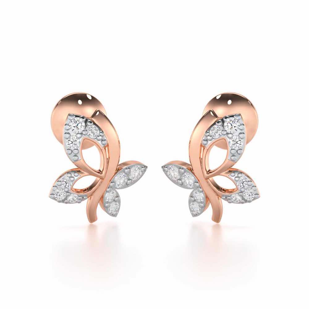 Regal Brilliance Silver Stud Earrings - Rose Gold - Image 1