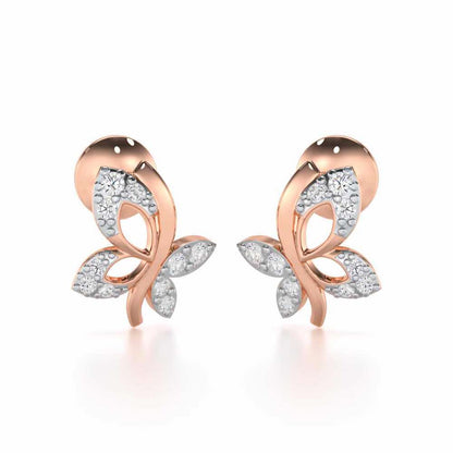 Regal Brilliance Silver Stud Earrings - Rose Gold - Image 1