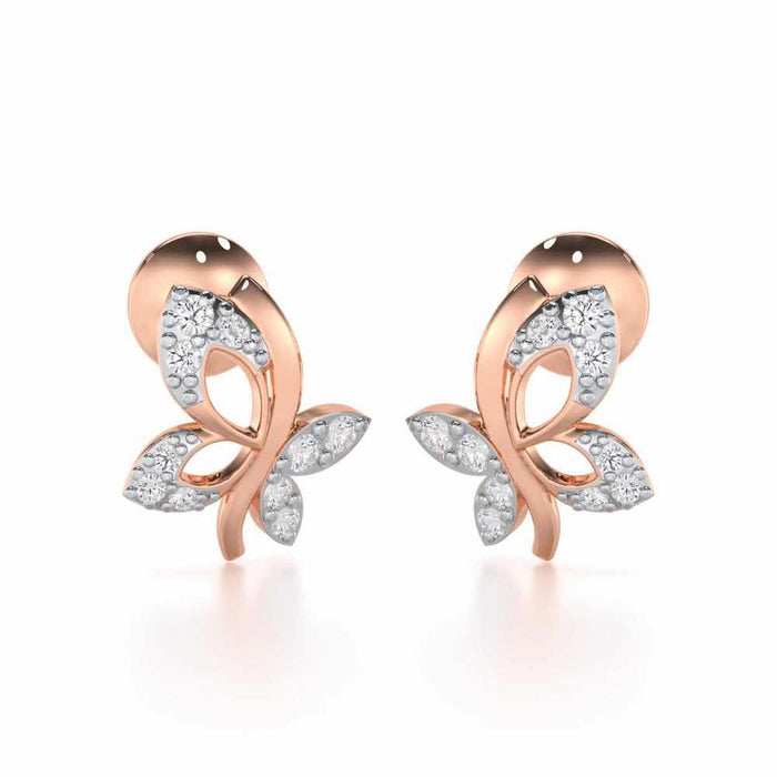 Regal Brilliance Silver Stud Earrings - Rose Gold - Image 1