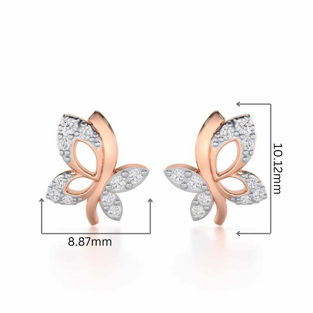Regal Brilliance Silver Stud Earrings - Rose Gold - Image 2