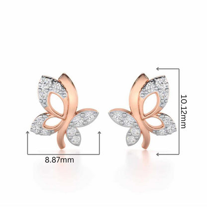 Regal Brilliance Silver Stud Earrings - Rose Gold - Image 2