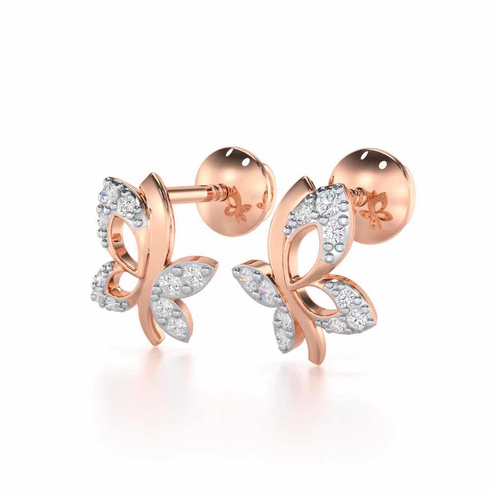 Regal Brilliance Silver Stud Earrings - Rose Gold - Image 3
