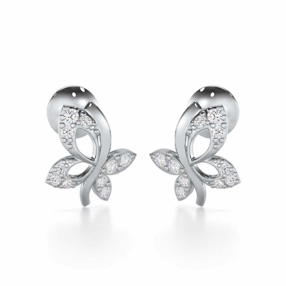 Regal Brilliance Silver Stud Earrings - White Gold - Image 1
