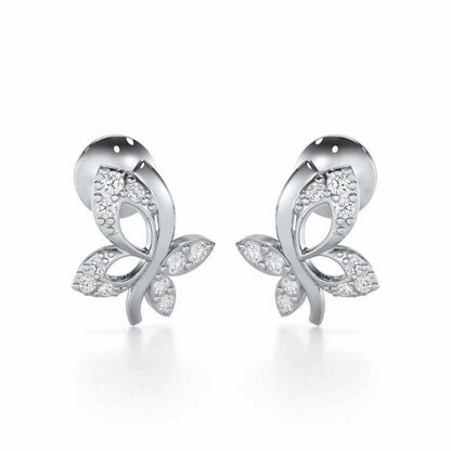 Regal Brilliance Silver Stud Earrings - White Gold - Image 1