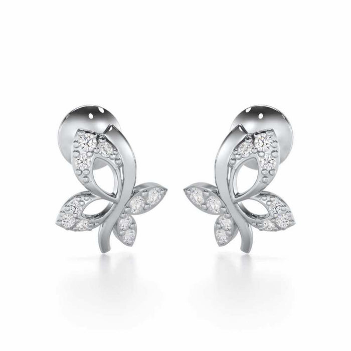 Regal Brilliance Silver Stud Earrings - White Gold - Image 1