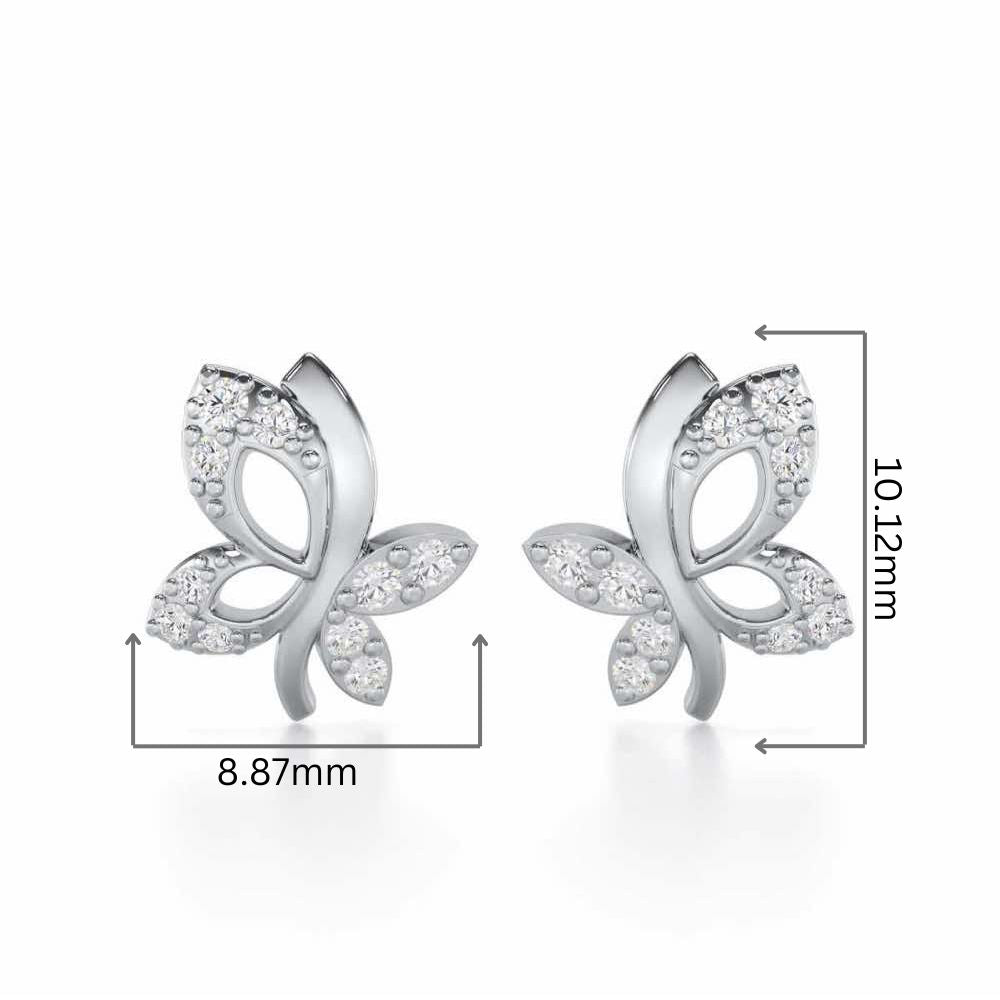 Regal Brilliance Silver Stud Earrings - White Gold - Image 2
