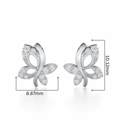 Regal Brilliance Silver Stud Earrings - White Gold - Image 2