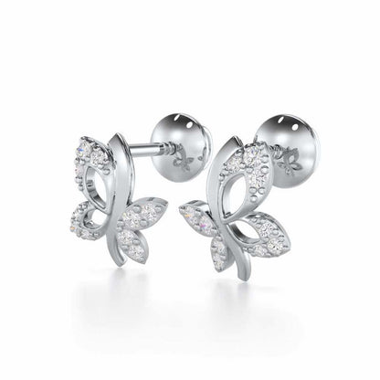 Regal Brilliance Silver Stud Earrings - White Gold - Image 3