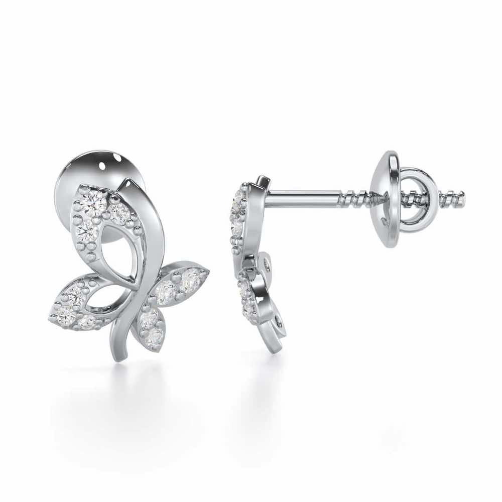 Regal Brilliance Silver Stud Earrings - White Gold - Image 4