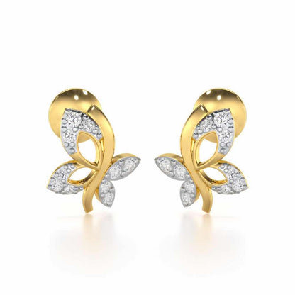 Regal Brilliance Silver Stud Earrings - Yellow Gold - Image 1