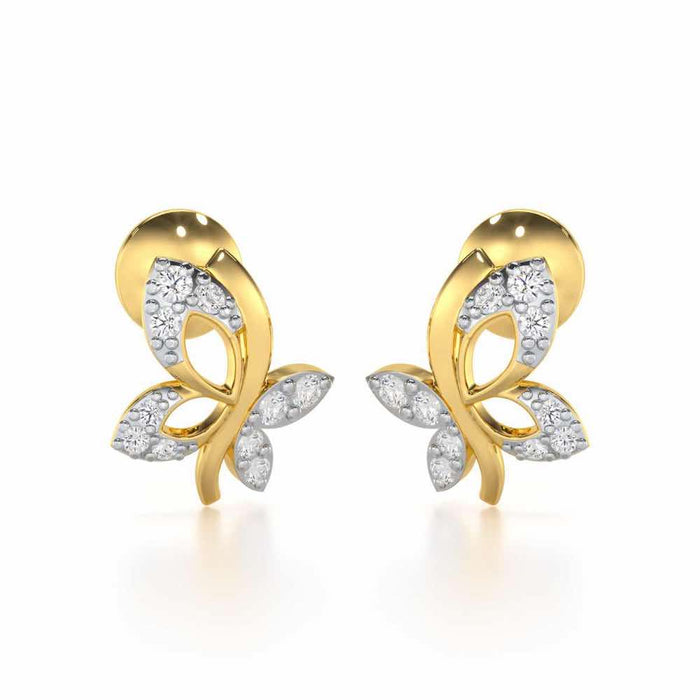 Regal Brilliance Silver Stud Earrings - Yellow Gold - Image 1