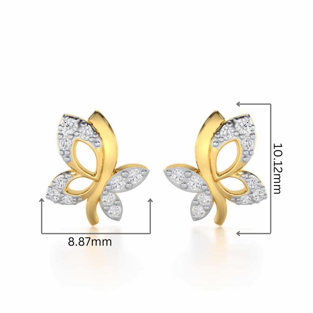 Regal Brilliance Silver Stud Earrings - Yellow Gold - Image 2