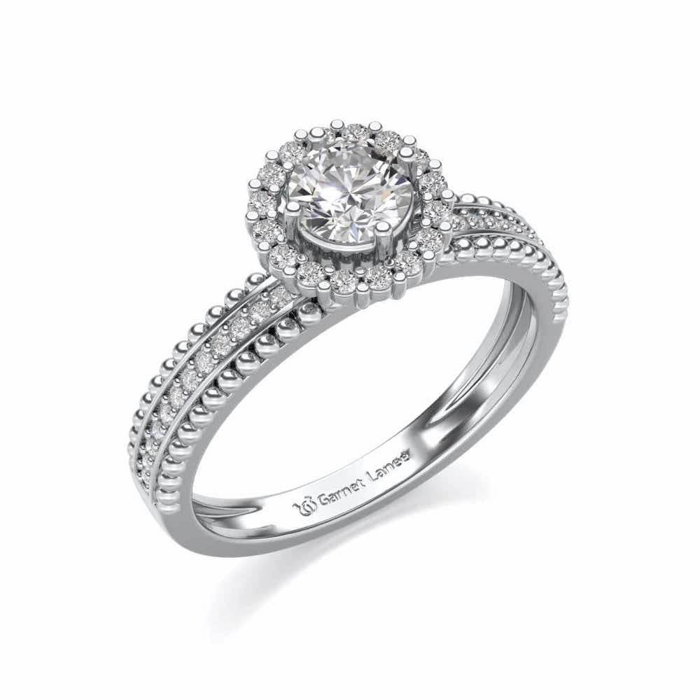 Regal Charm Solitaire Silver Ring - White Gold - Image 1