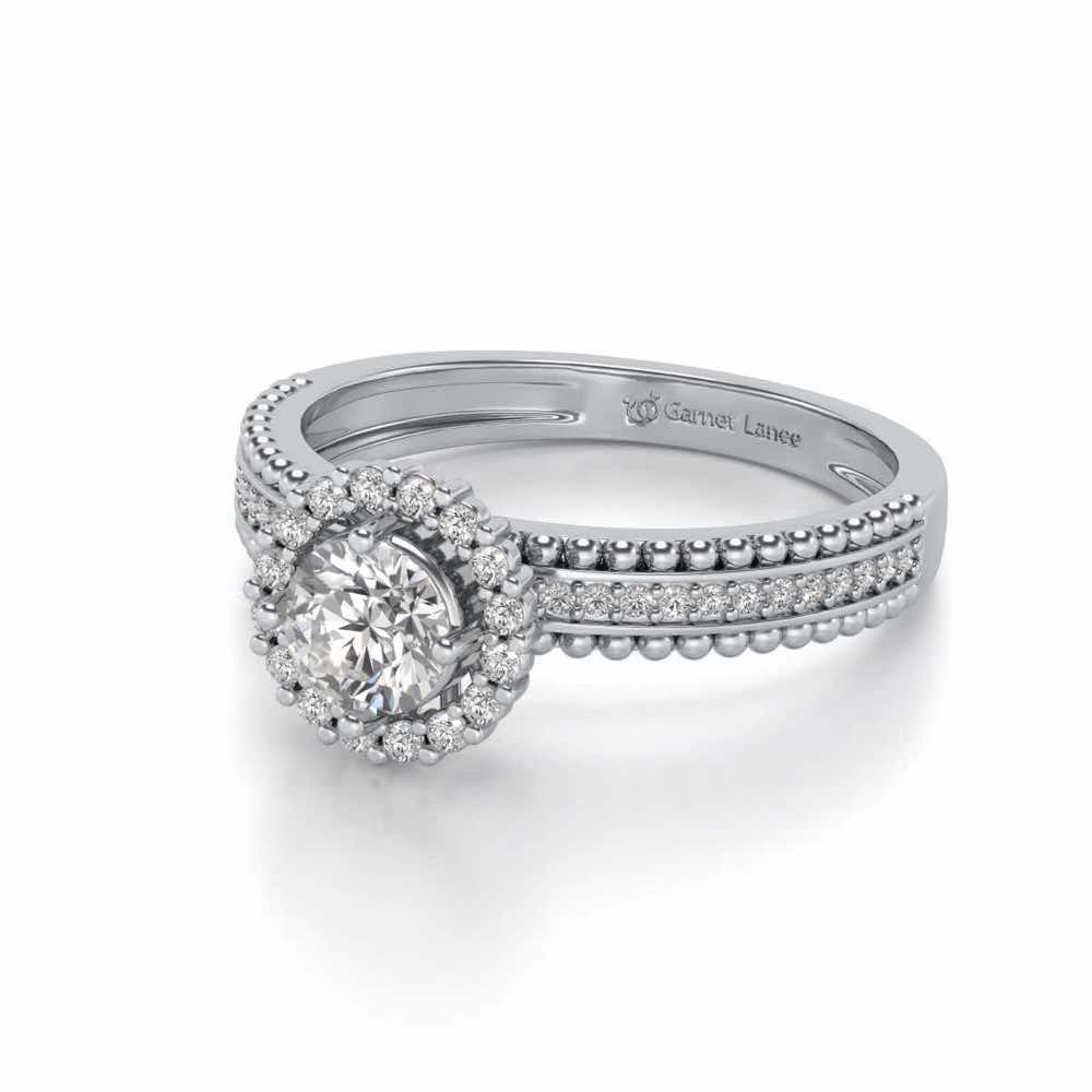Regal Charm Solitaire Silver Ring - White Gold - Image 2