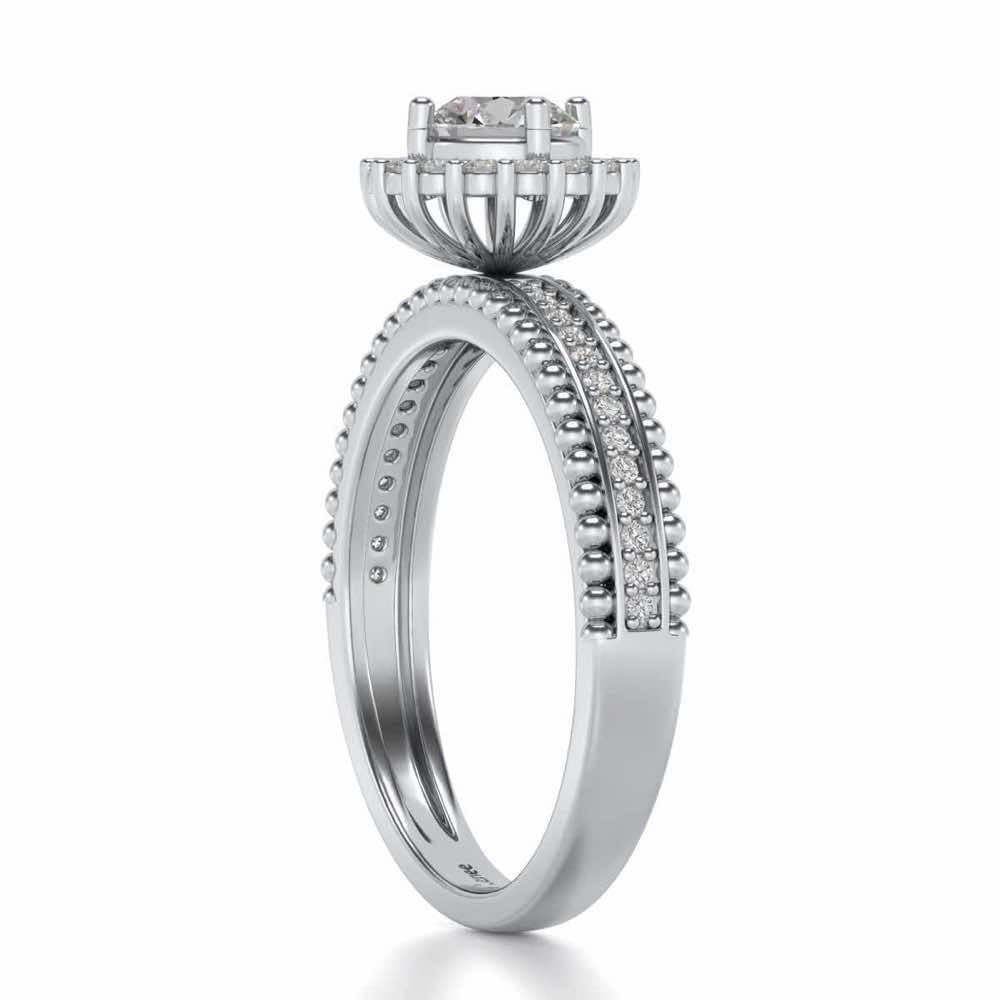 Regal Charm Solitaire Silver Ring - White Gold - Image 3