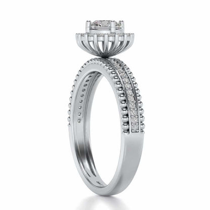 Regal Charm Solitaire Silver Ring - White Gold - Image 3