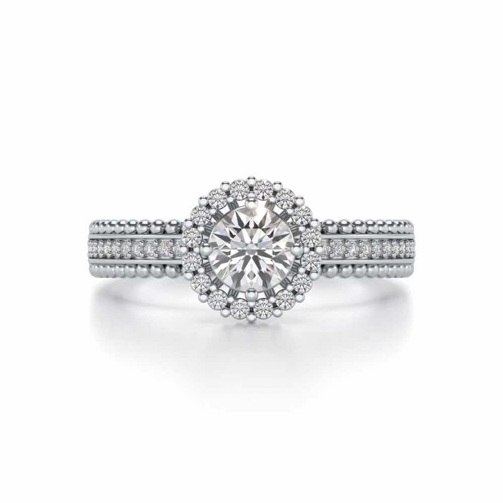 Regal Charm Solitaire Silver Ring - White Gold - Image 4