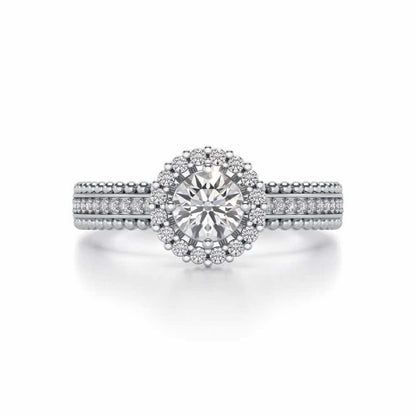 Regal Charm Solitaire Silver Ring - White Gold - Image 4