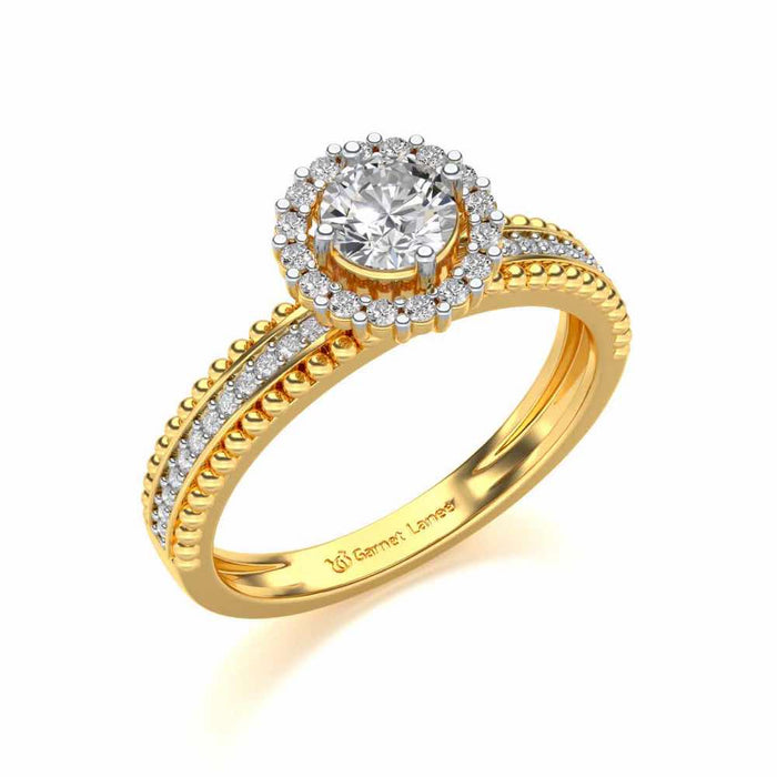Regal Charm Solitaire Silver Ring - Yellow Gold - Image 1