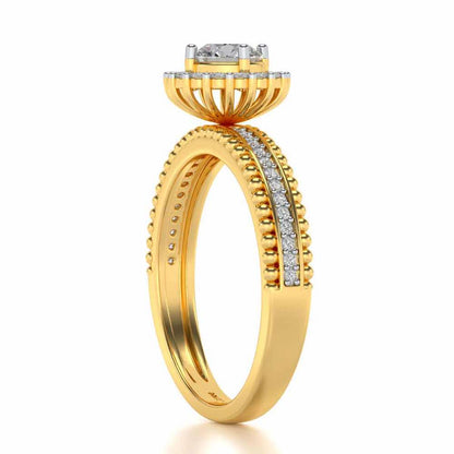 Regal Charm Solitaire Silver Ring - Yellow Gold - Image 3