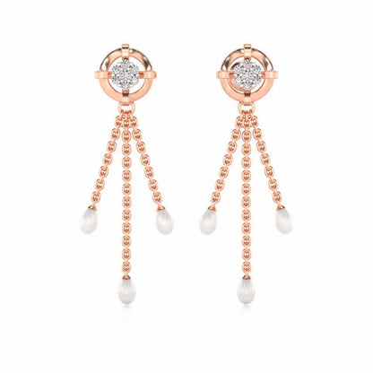 Regal Silver Dangler Earrings - Rose Gold - Image 1