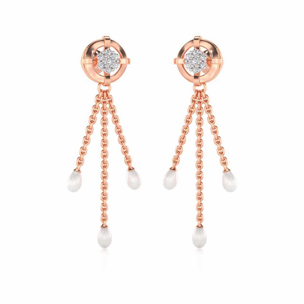 Regal Silver Dangler Earrings - Rose Gold - Image 2