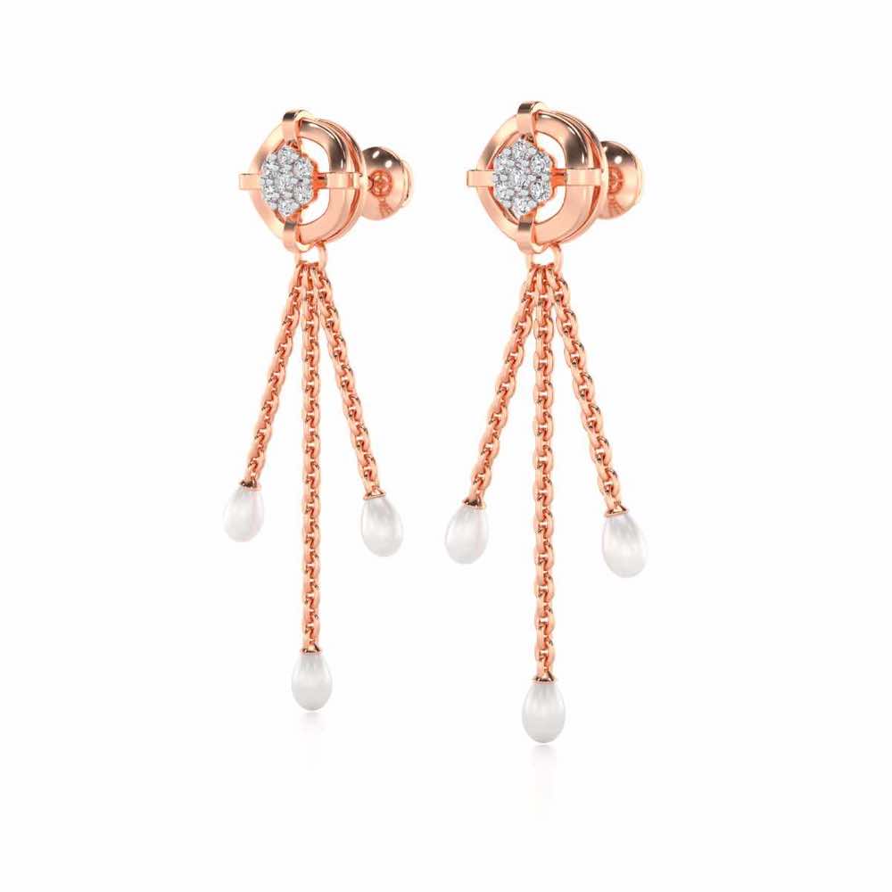 Regal Silver Dangler Earrings - Rose Gold - Image 3