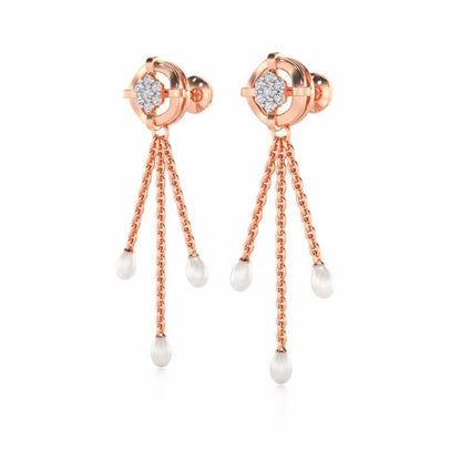 Regal Silver Dangler Earrings - Rose Gold - Image 3