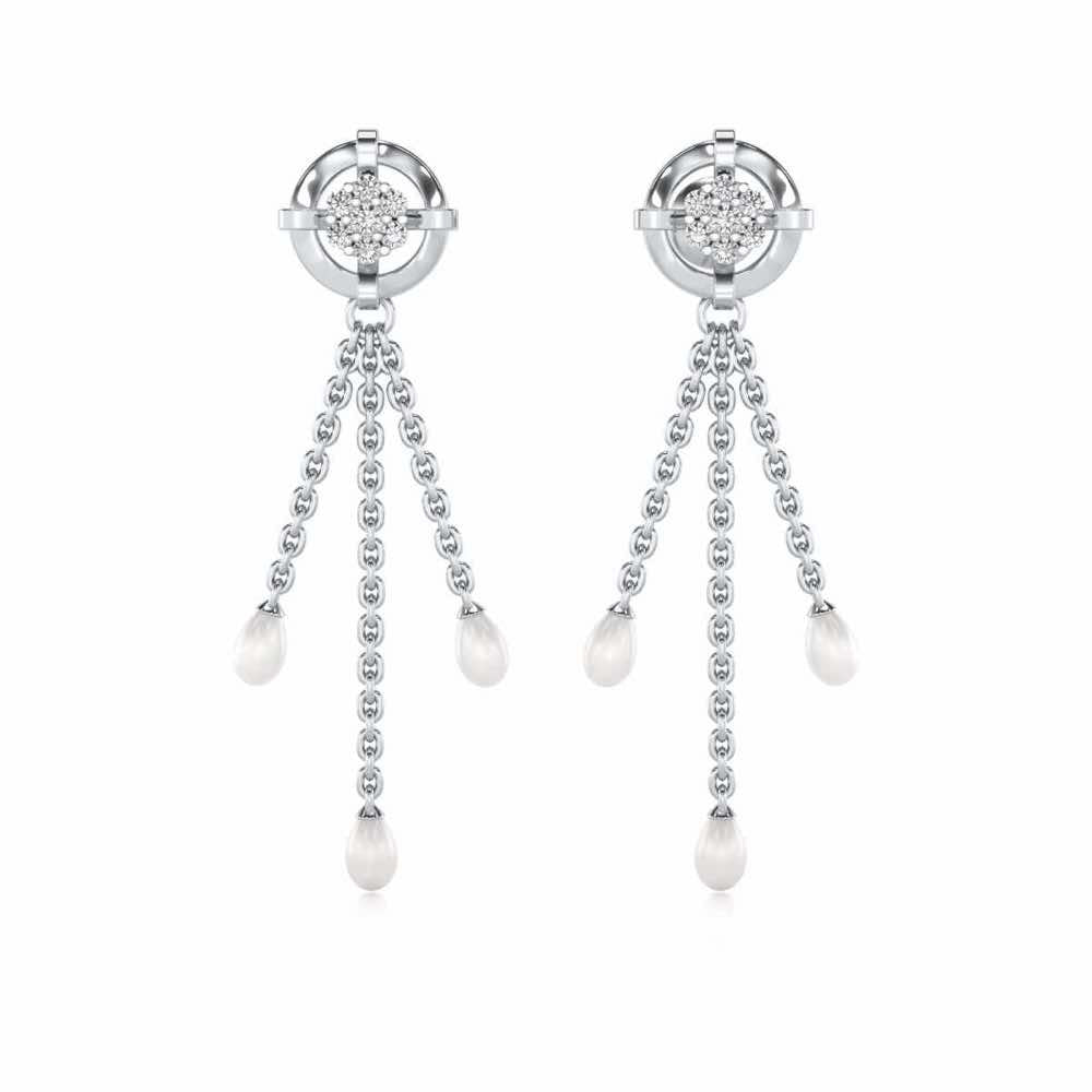 Regal Silver Dangler Earrings - White Gold - Image 1