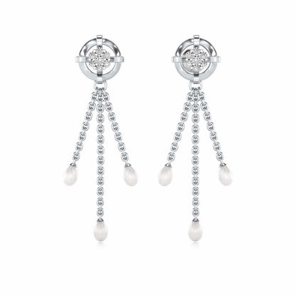 Regal Silver Dangler Earrings - White Gold - Image 1