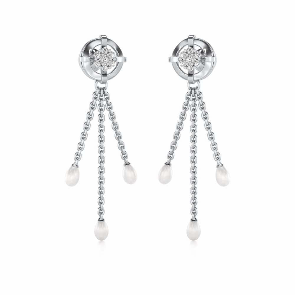 Regal Silver Dangler Earrings - White Gold - Image 2