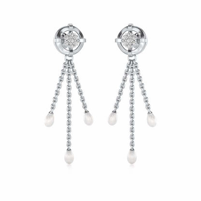 Regal Silver Dangler Earrings - White Gold - Image 2