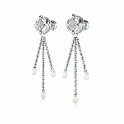 Regal Silver Dangler Earrings - White Gold - Image 3