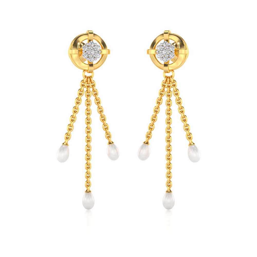 Regal Silver Dangler Earrings - Yellow Gold - Image 2