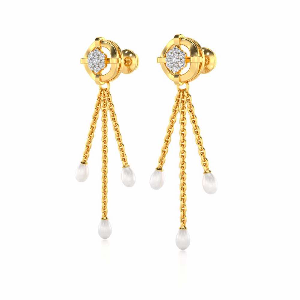 Regal Silver Dangler Earrings - Yellow Gold - Image 3