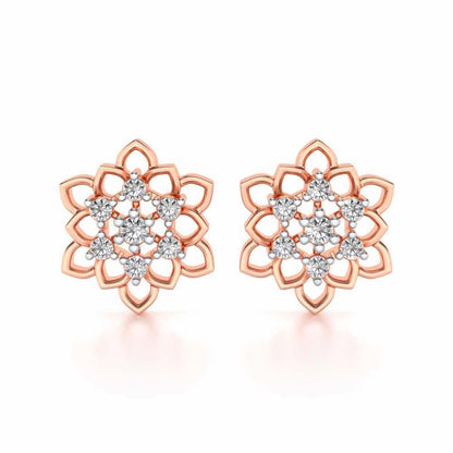 Regal Floral Ring Silver Earrings - Rose Gold - Image 1