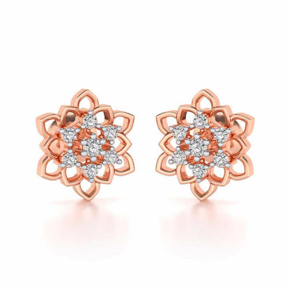 Regal Floral Ring Silver Earrings - Rose Gold - Image 2