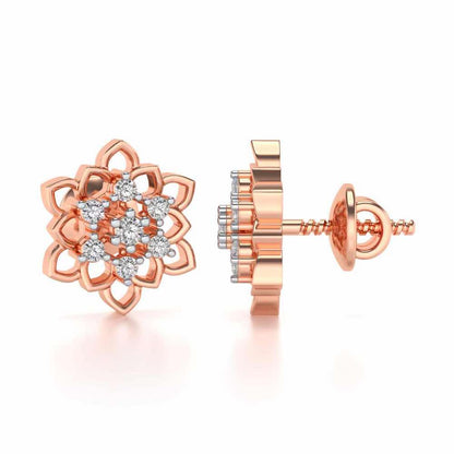 Regal Floral Ring Silver Earrings - Rose Gold - Image 4