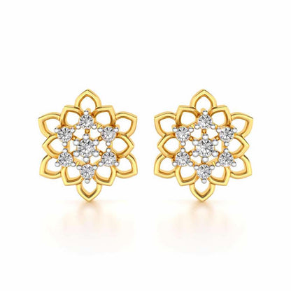 Regal Floral Ring Silver Earrings - Yellow Gold - Image 1