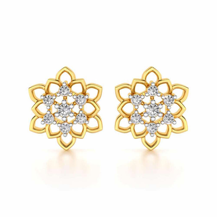 Regal Floral Ring Silver Earrings - Yellow Gold - Image 1
