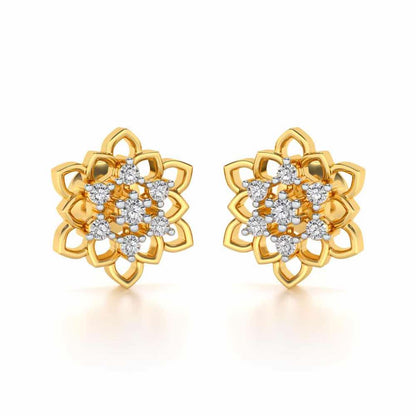 Regal Floral Ring Silver Earrings - Yellow Gold - Image 2