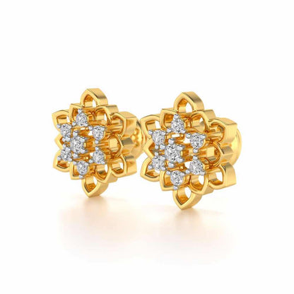 Regal Floral Ring Silver Earrings - Yellow Gold - Image 3