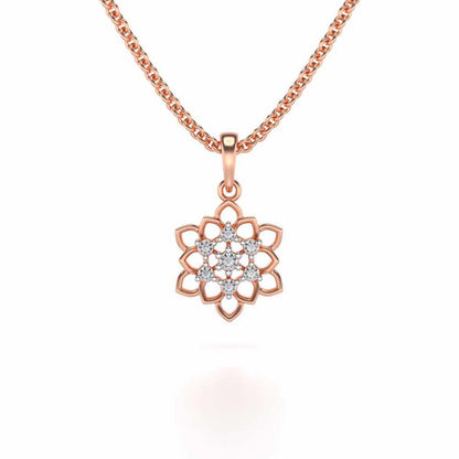 Regal Floral Ring Silver Pendant Earrings Set - Rose Gold - Image 2