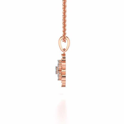 Regal Floral Ring Silver Pendant Earrings Set - Rose Gold - Image 4