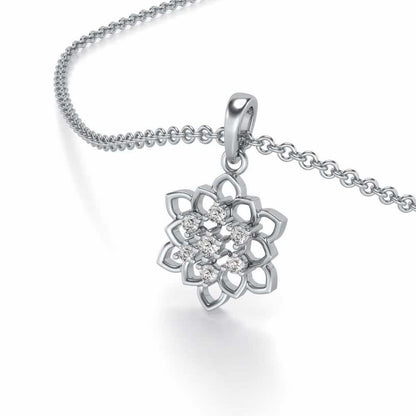 Regal Floral Ring Silver Pendant Earrings Set - White Gold - Image 1